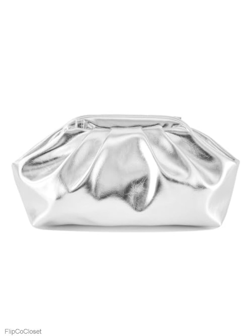 Vegan PU Leather Pleated Metallic Clutch Crossbody Evening Bag